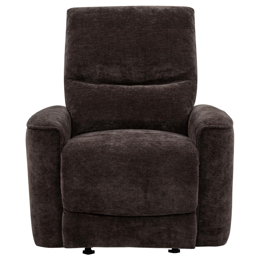 Navarro Chenille Upholstered Glider Recliner Dark Brown view 6