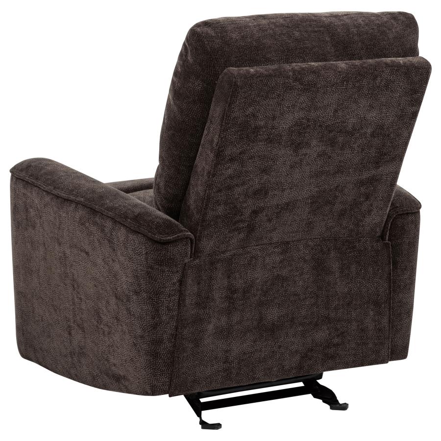 Navarro Chenille Upholstered Glider Recliner Dark Brown view 7