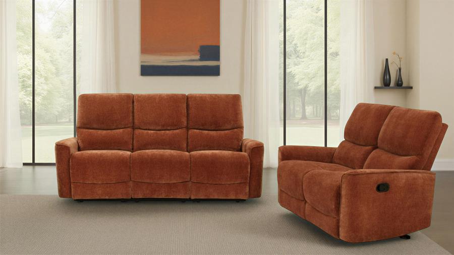 Navarro 2-piece Upholstered Reclining Sofa Set Orange view 2