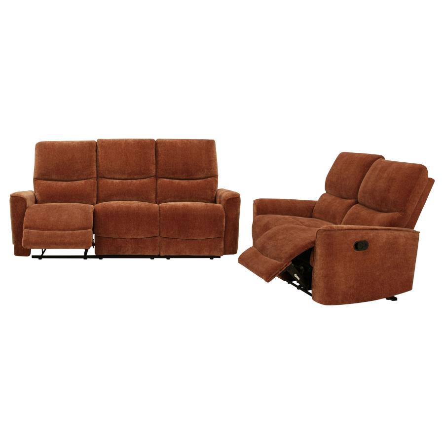 Navarro 2-piece Upholstered Reclining Sofa Set Orange view 3