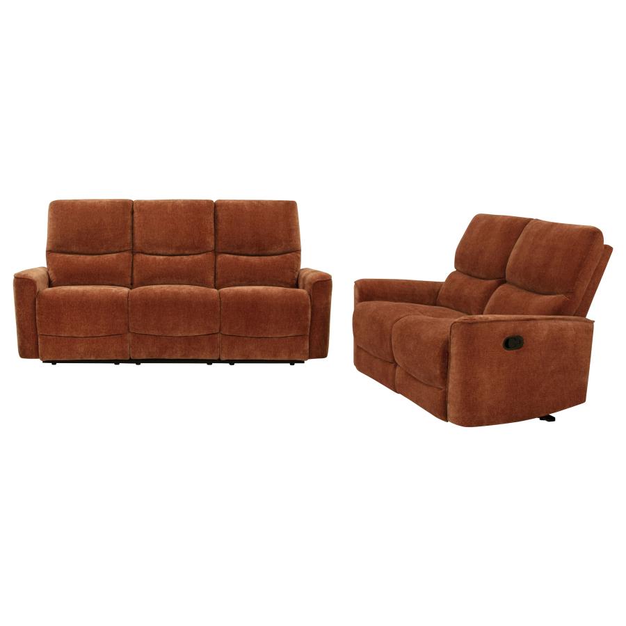 Navarro 2-piece Upholstered Reclining Sofa Set Orange view 4