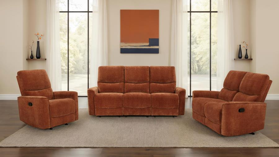 Navarro 3-piece Upholstered Reclining Sofa Set Orange view 2