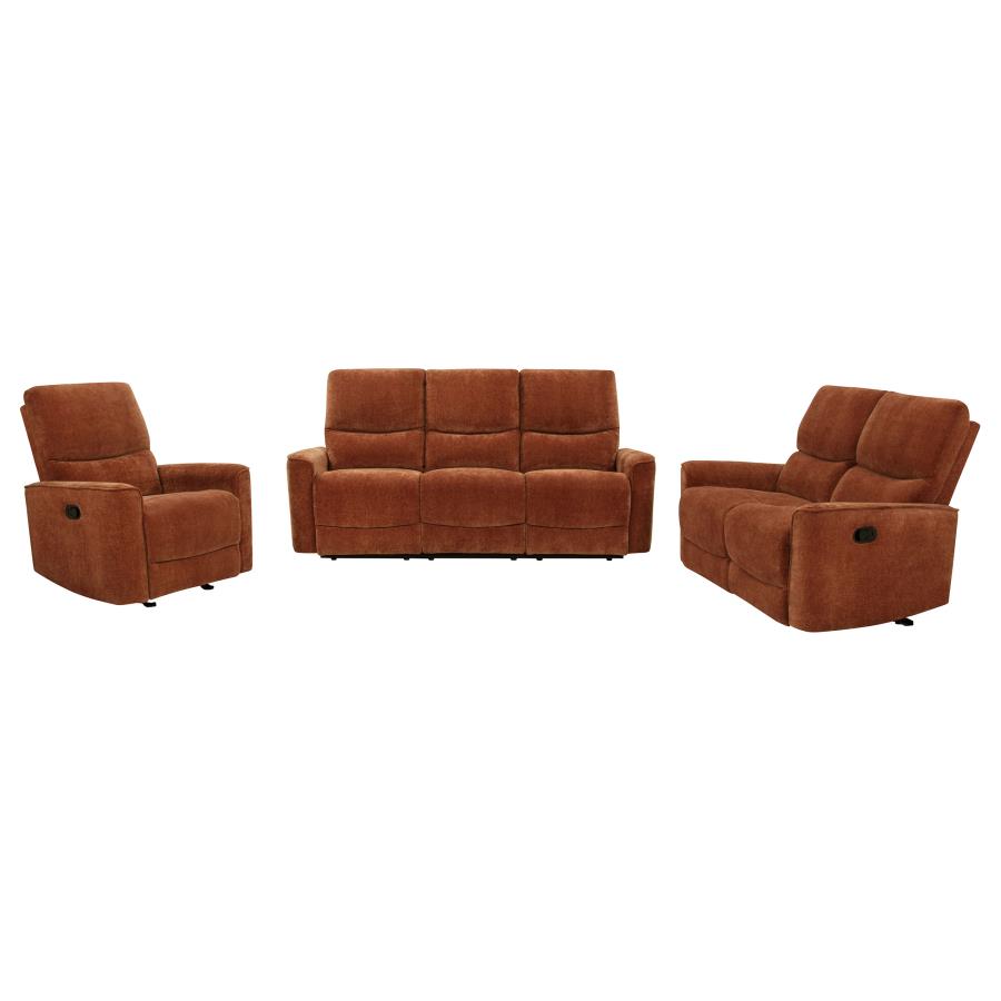 Navarro 3-piece Upholstered Reclining Sofa Set Orange view 3