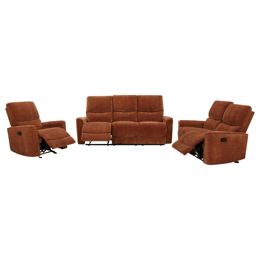 Navarro 3-piece Upholstered Reclining Sofa Set Orange view 4
