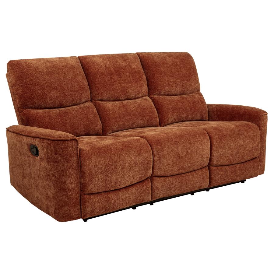 Navarro Chenille Upholstered Reclining Sofa Burnt Orange view 4