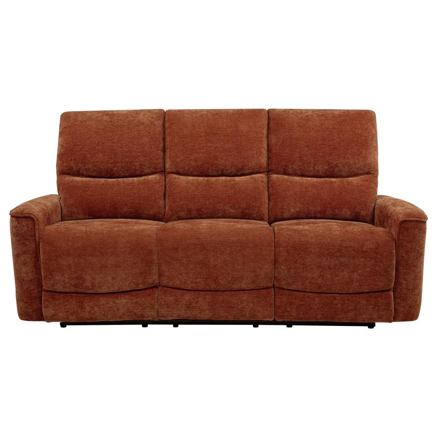 Navarro Chenille Upholstered Reclining Sofa Burnt Orange view 5