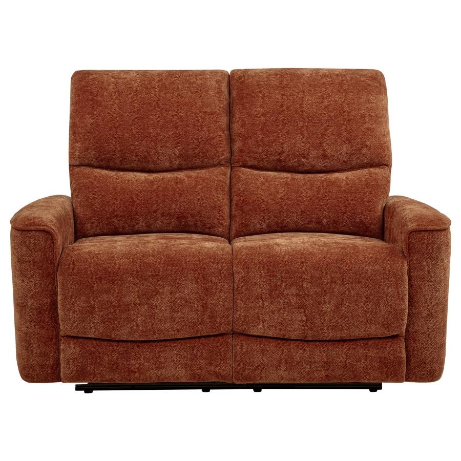 Navarro Chenille Upholstered Reclining Loveseat Burnt Orange view 6