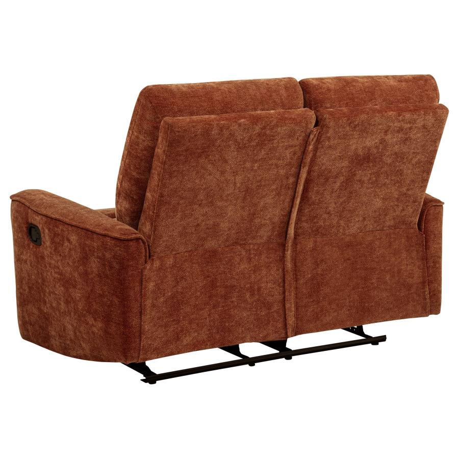 Navarro Chenille Upholstered Reclining Loveseat Burnt Orange view 7
