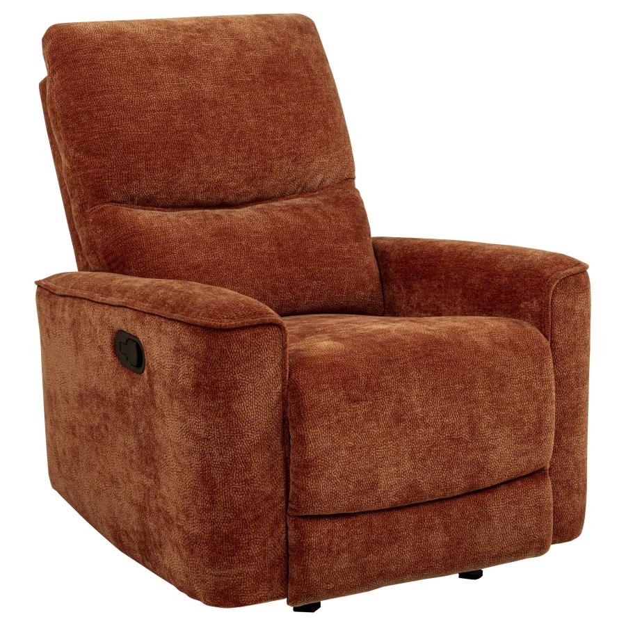 Navarro Chenille Upholstered Glider Recliner Burnt Orange view 4