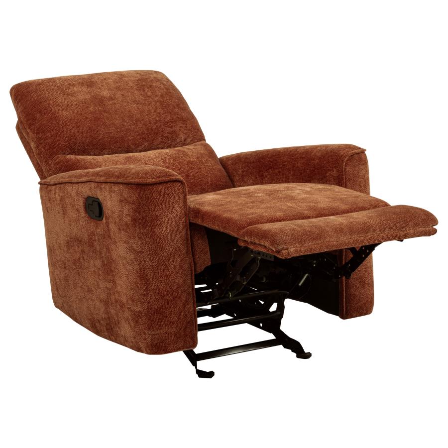 Navarro Chenille Upholstered Glider Recliner Burnt Orange view 5