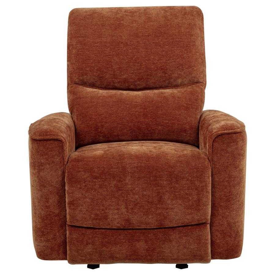 Navarro Chenille Upholstered Glider Recliner Burnt Orange view 6