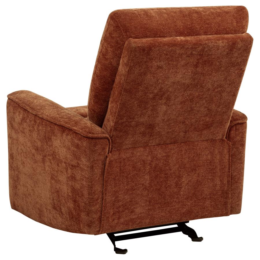 Navarro Chenille Upholstered Glider Recliner Burnt Orange view 7