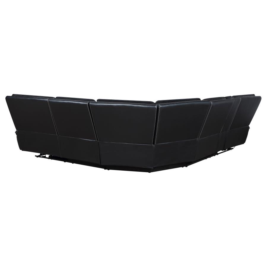 Hewitt Leather Dual Power Reclining Sectional Sofa Black view 6