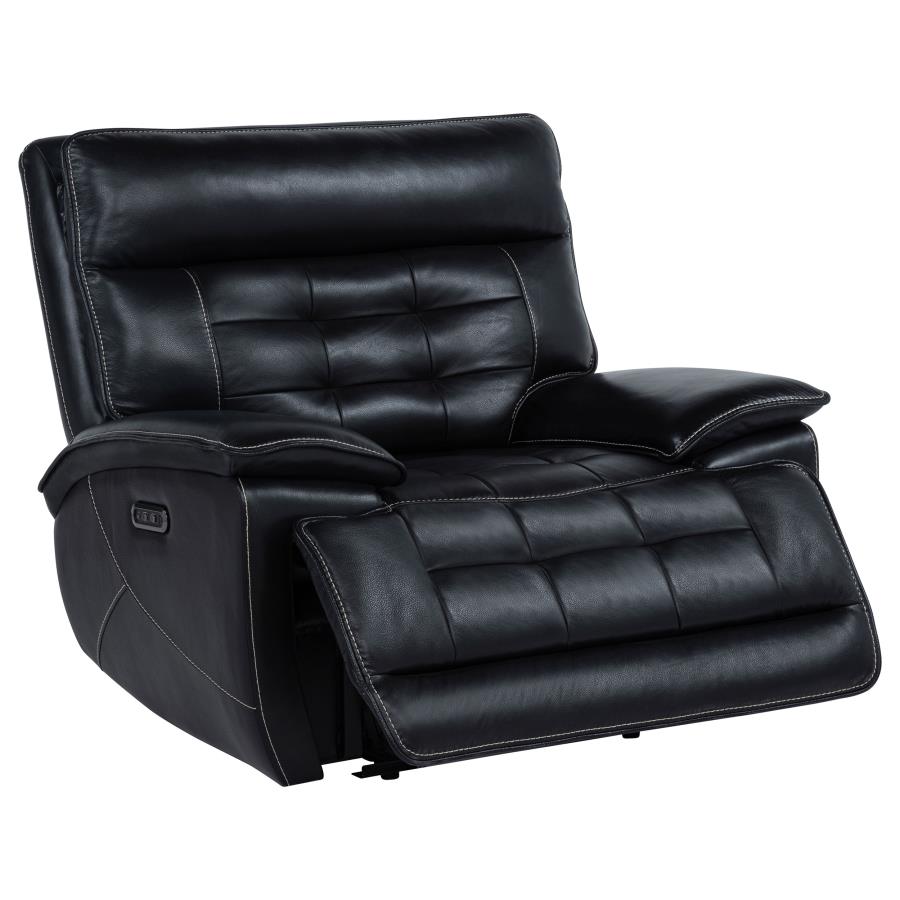 Hewitt Leather Upholstered Dual Power Recliner Chair Black view 4
