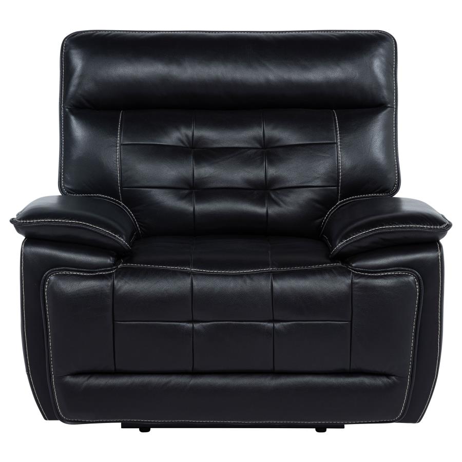 Hewitt Leather Upholstered Dual Power Recliner Chair Black view 5