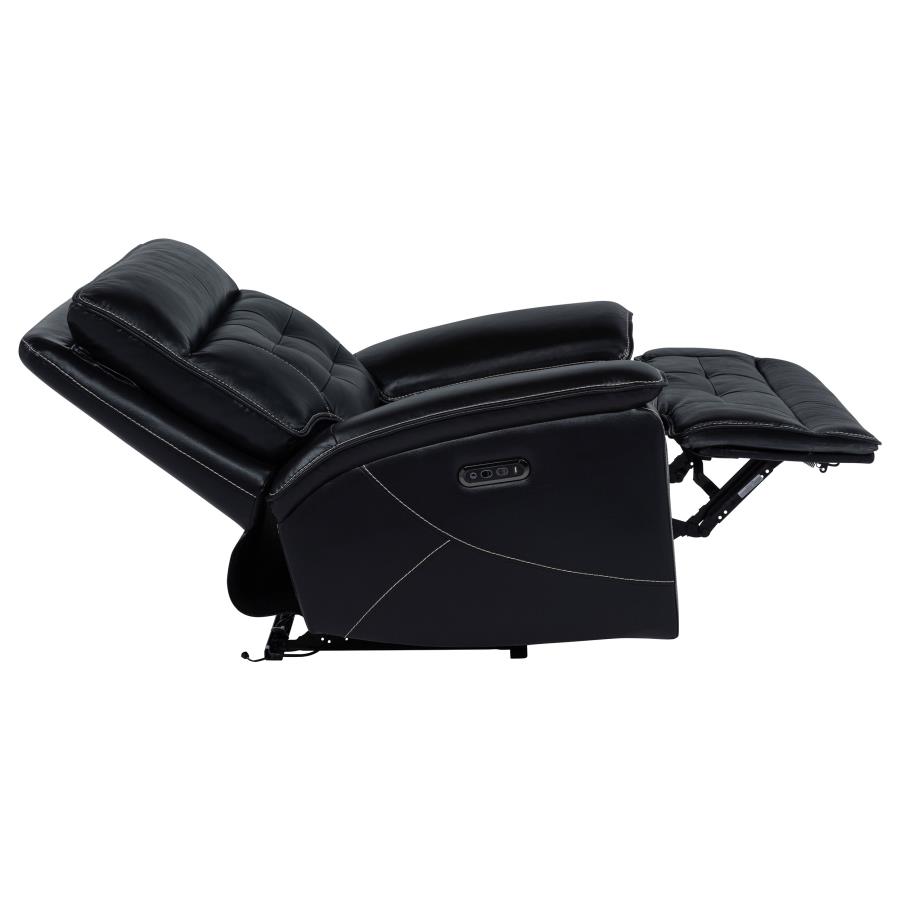 Hewitt Leather Upholstered Dual Power Recliner Chair Black view 7