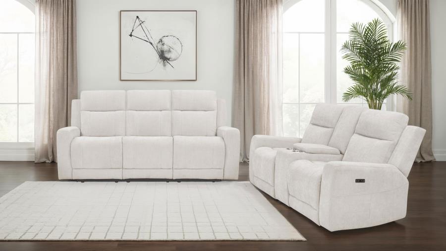 Kennett 2-piece Chenille Power Reclining Sofa Set Ivory view 2