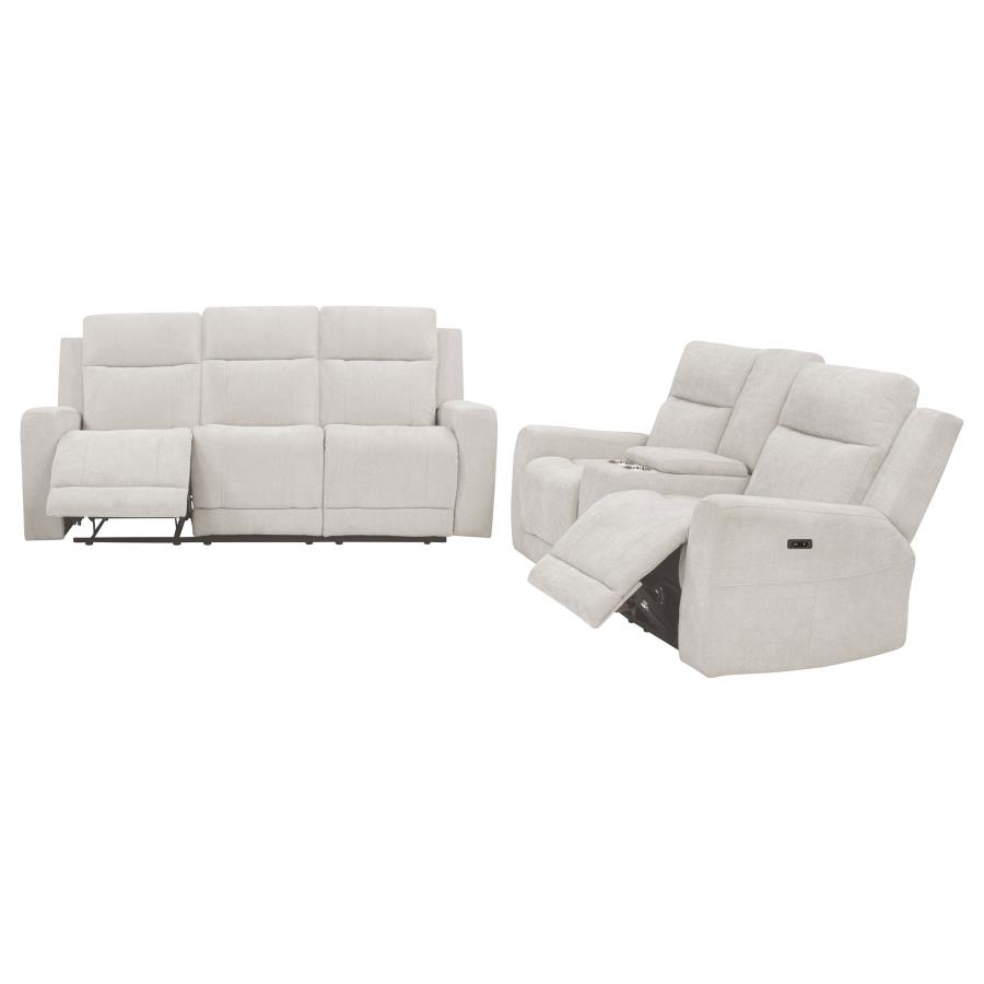 Kennett 2-piece Chenille Power Reclining Sofa Set Ivory view 4