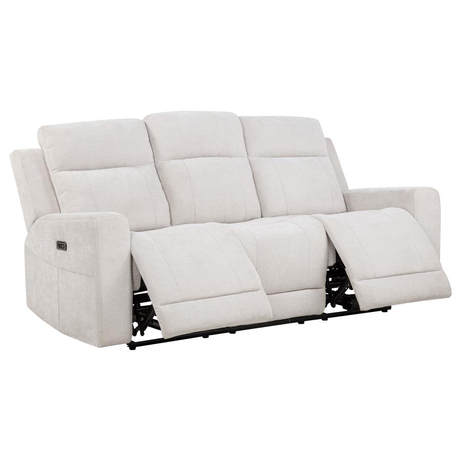 Kennett 2-piece Chenille Power Reclining Sofa Set Ivory view 6