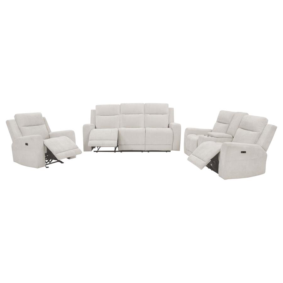 Kennett 3-piece Chenille Power Reclining Sofa Set Ivory view 2