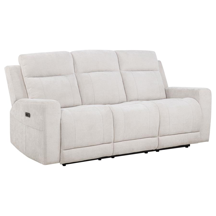 Kennett Chenille Upholstered Power Reclining Sofa Ivory view 4