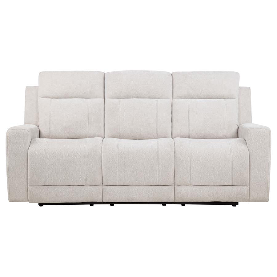 Kennett Chenille Upholstered Power Reclining Sofa Ivory view 5