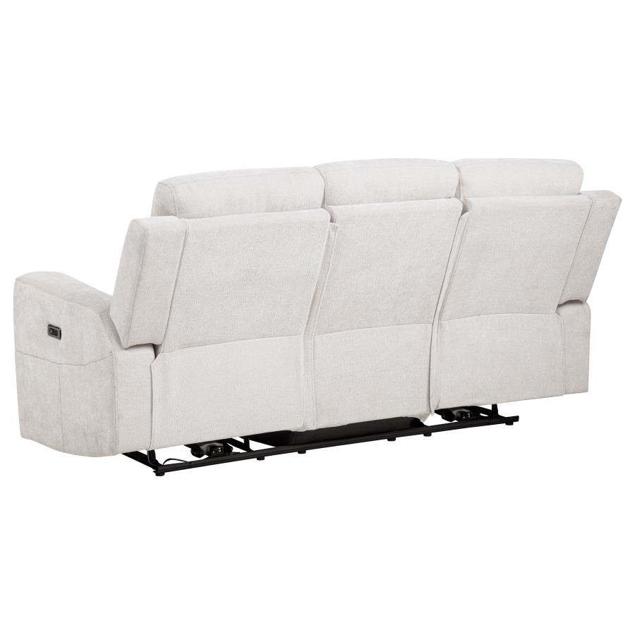Kennett Chenille Upholstered Power Reclining Sofa Ivory view 6