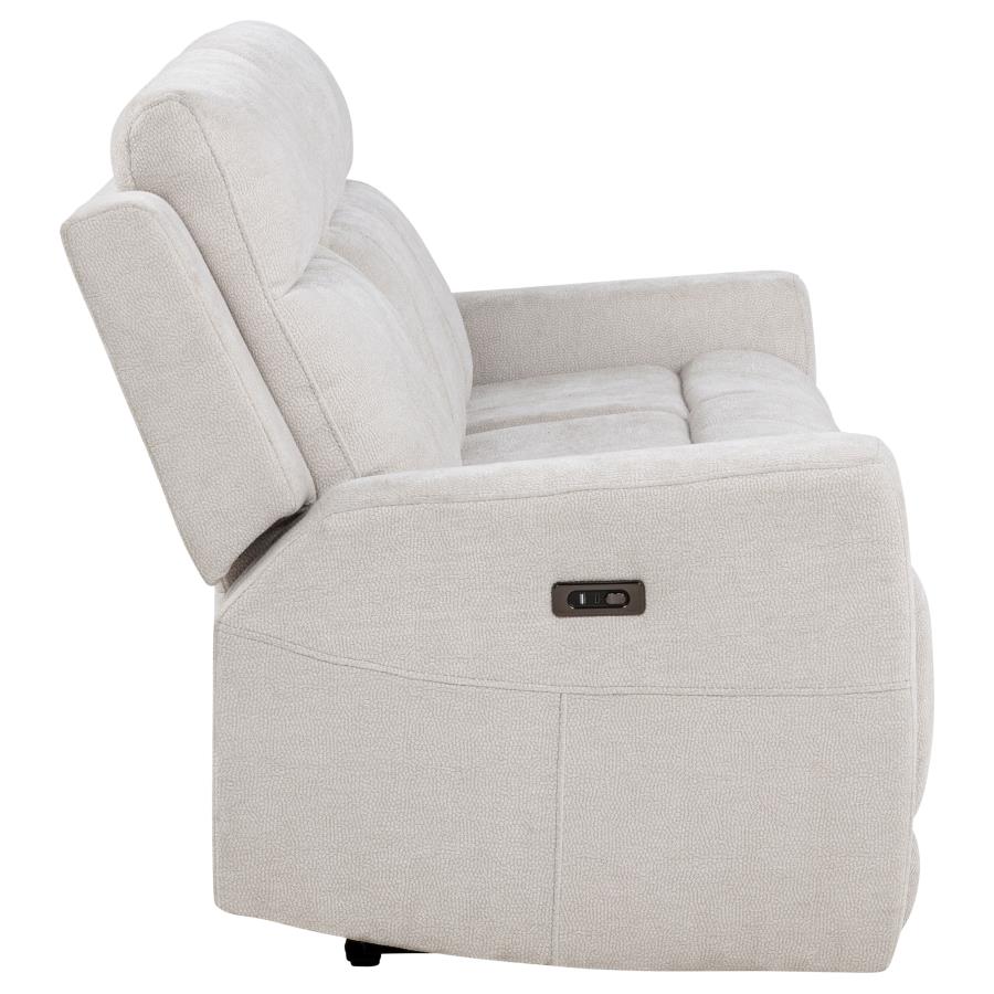 Kennett Chenille Upholstered Power Reclining Sofa Ivory view 7