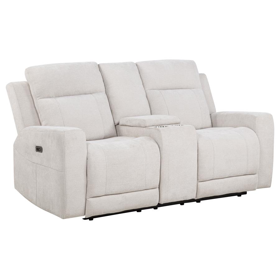 Kennett Chenille Upholstered Power Reclining Loveseat Ivory view 4