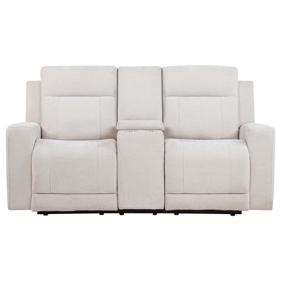 Kennett Chenille Upholstered Power Reclining Loveseat Ivory view 5