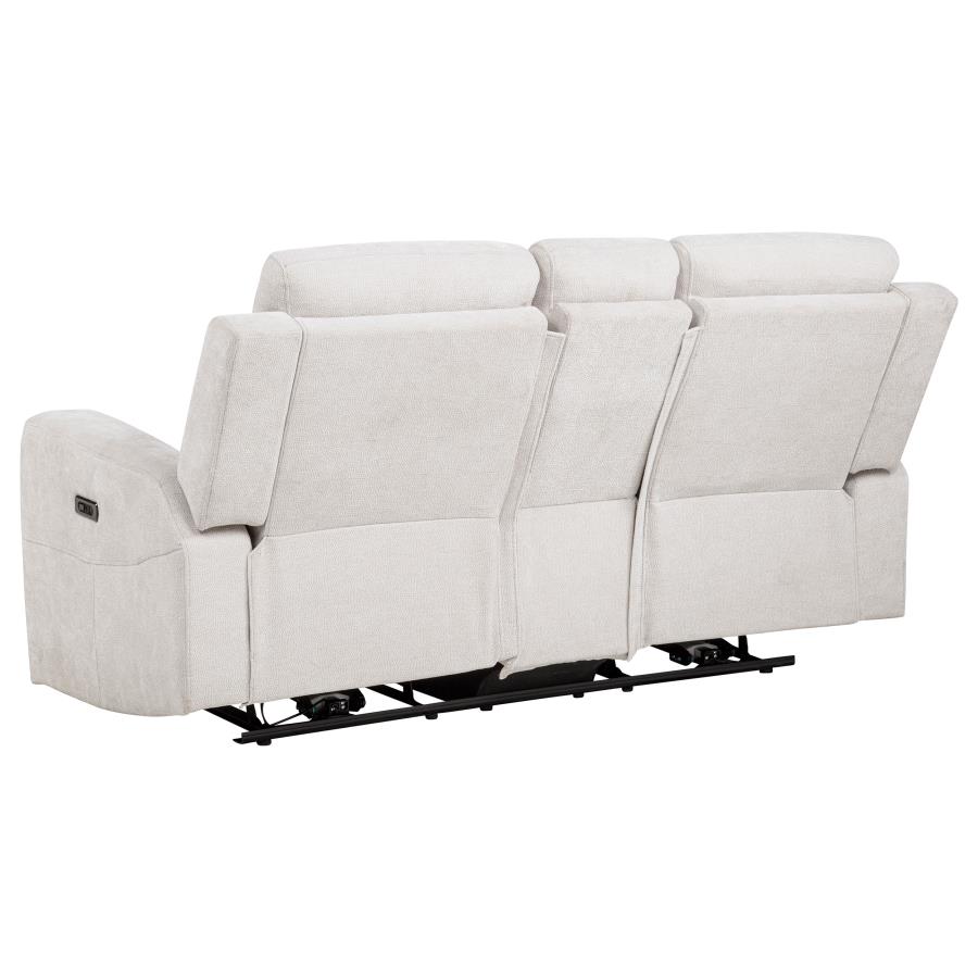 Kennett Chenille Upholstered Power Reclining Loveseat Ivory view 6