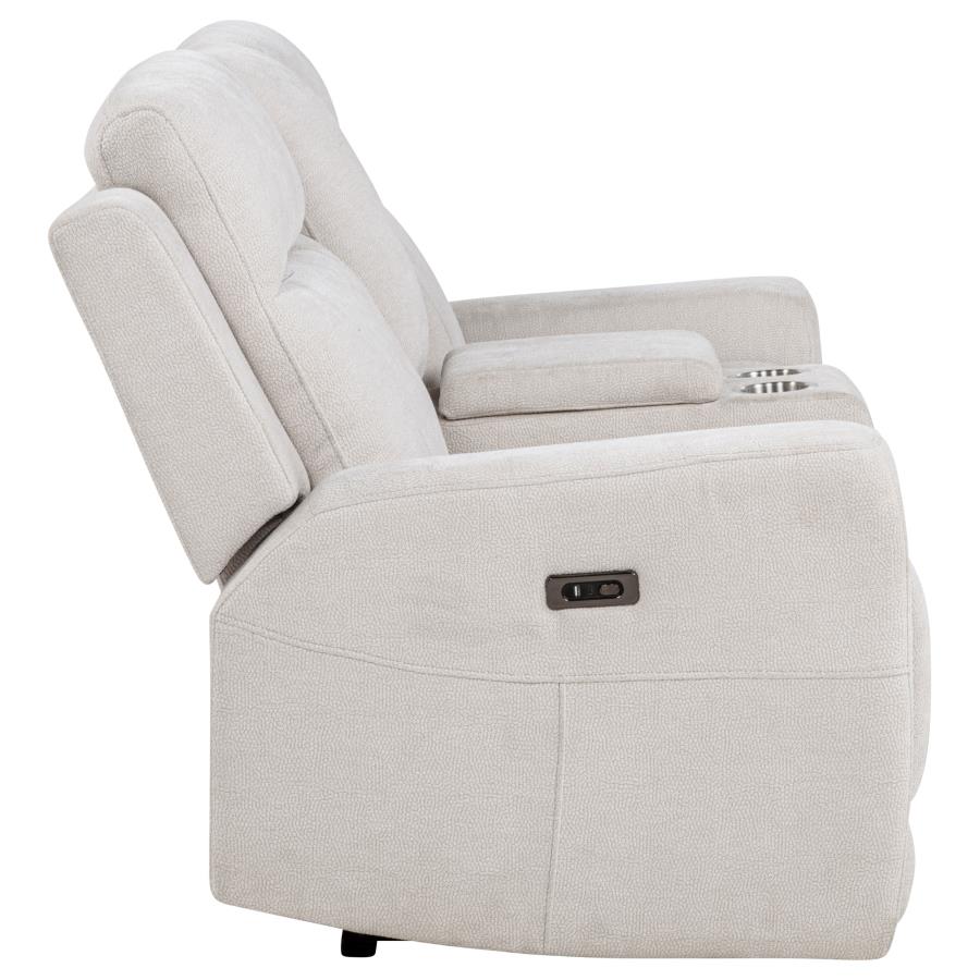 Kennett Chenille Upholstered Power Reclining Loveseat Ivory view 7