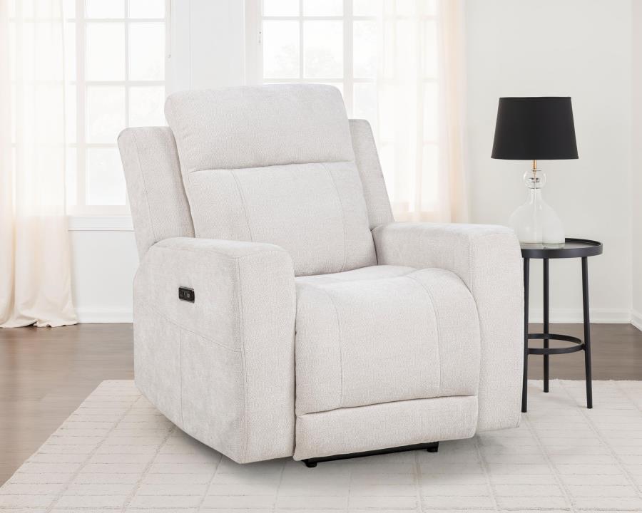 Kennett Chenille Upholstered Power Recliner Chair Ivory view 2