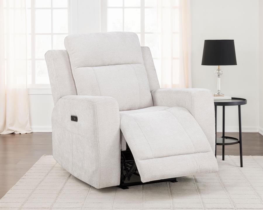 Kennett Chenille Upholstered Power Recliner Chair Ivory view 3