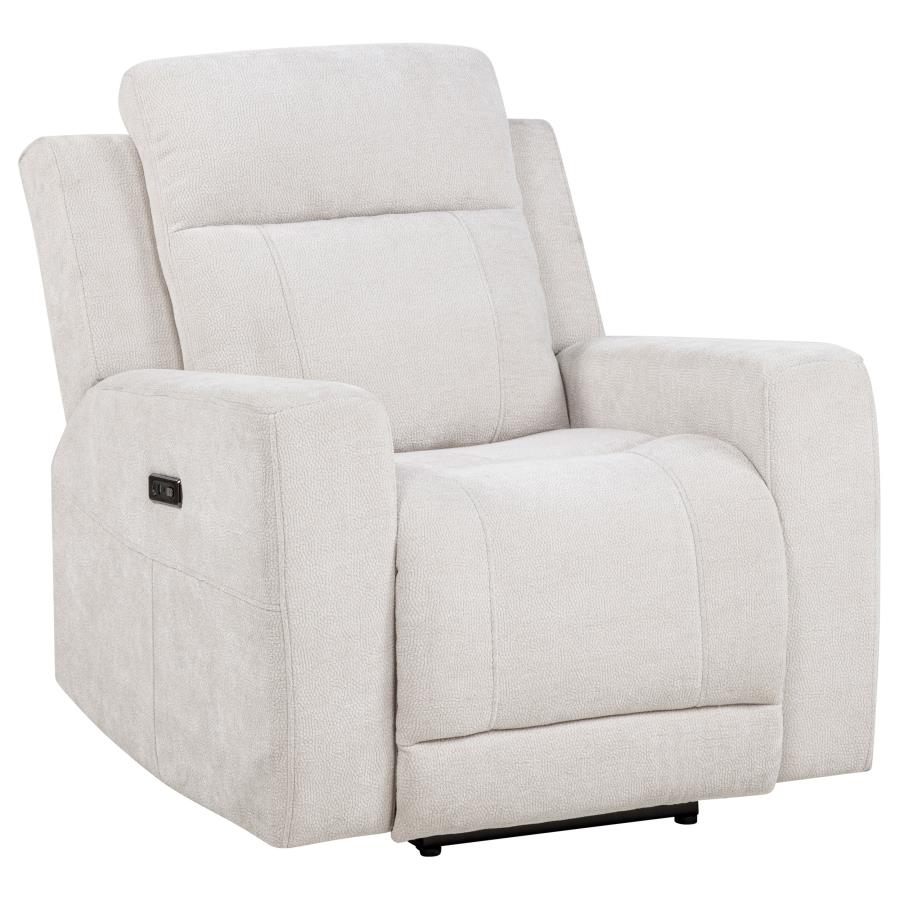 Kennett Chenille Upholstered Power Recliner Chair Ivory view 4