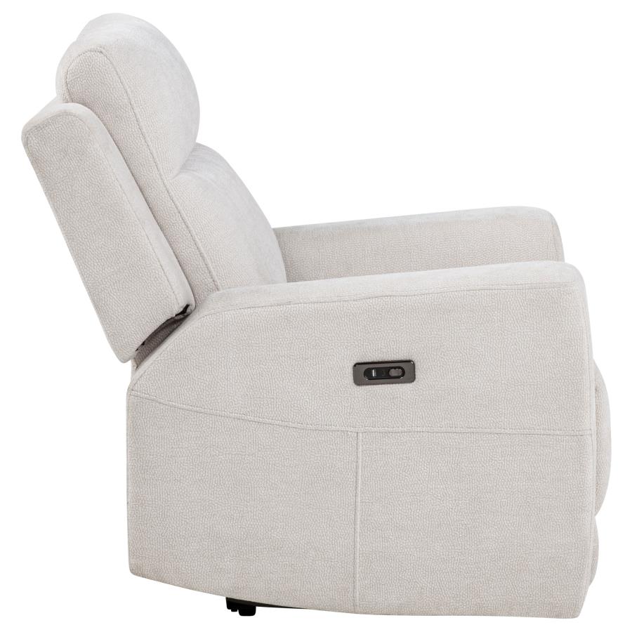 Kennett Chenille Upholstered Power Recliner Chair Ivory view 7