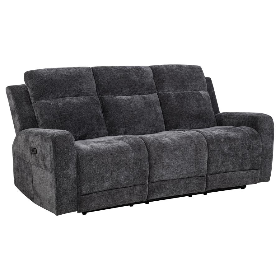 Kennett 2-piece Chenille Power Reclining Sofa Set Dark Grey view 5