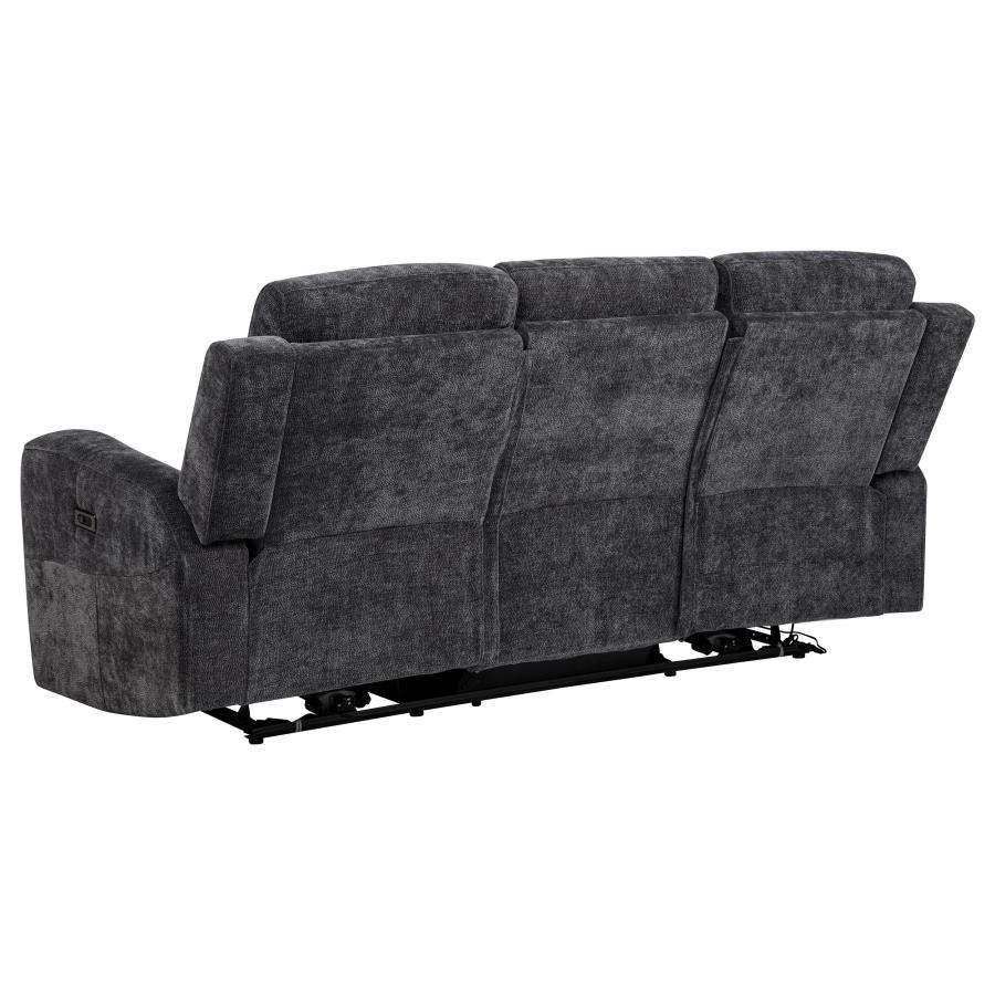 Kennett 2-piece Chenille Power Reclining Sofa Set Dark Grey view 7