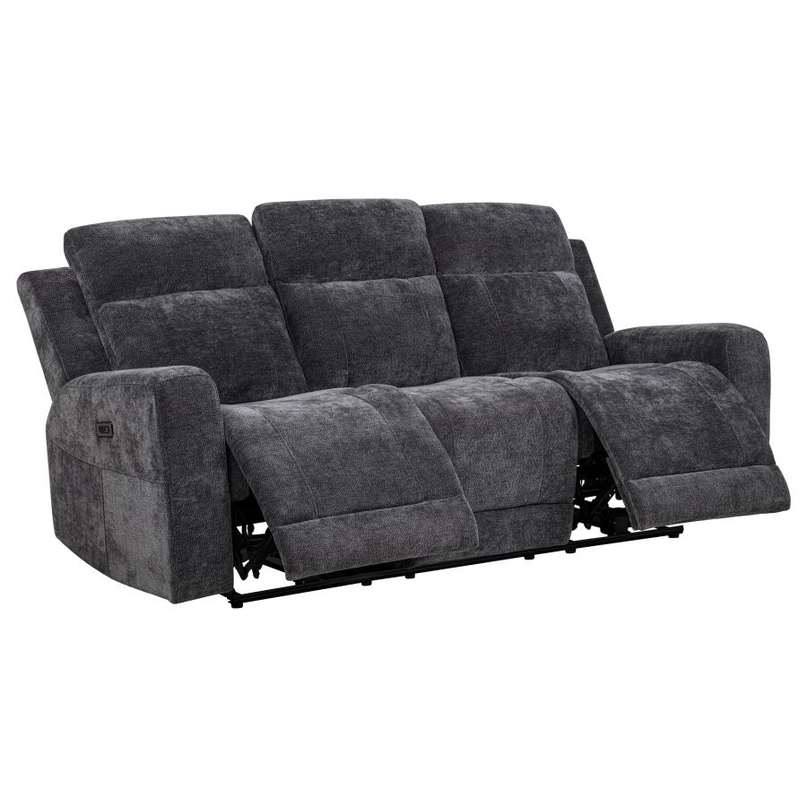 Kennett 3-piece Chenille Power Reclining Sofa Set Dark Grey view 4
