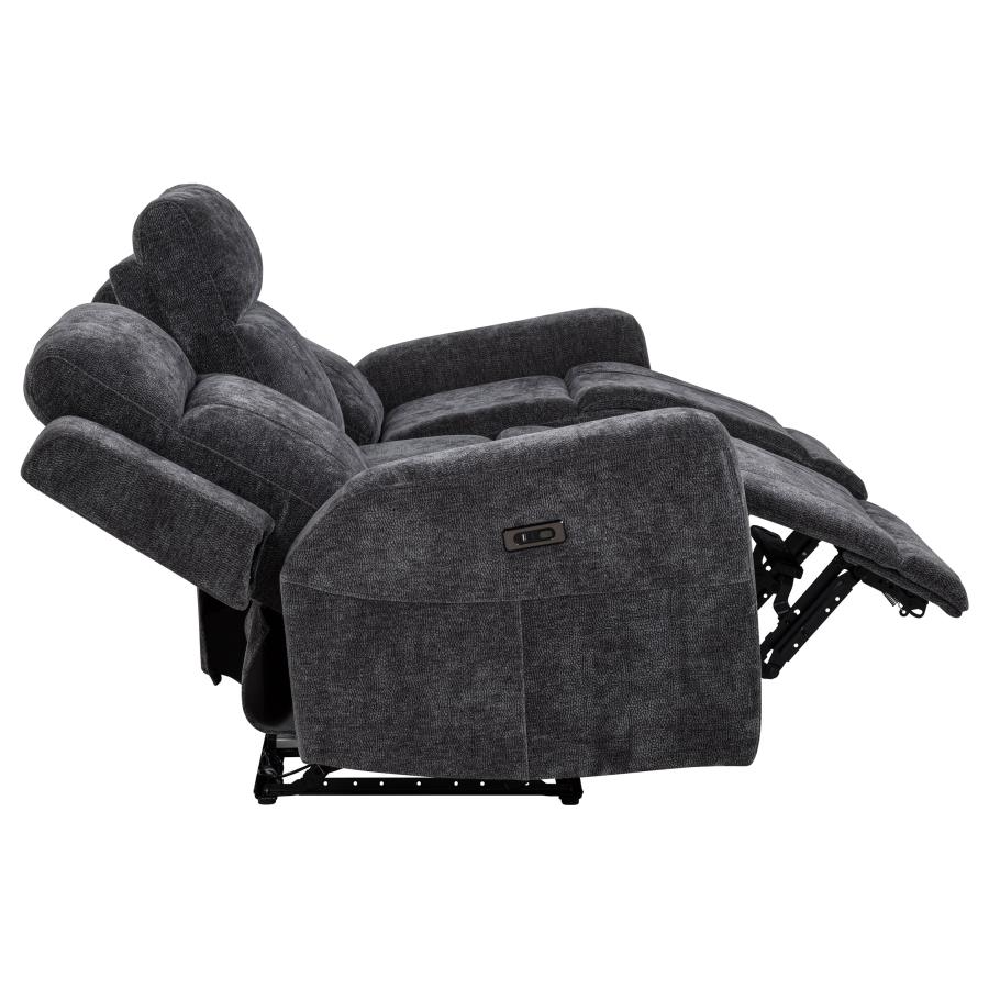 Kennett 3-piece Chenille Power Reclining Sofa Set Dark Grey view 6