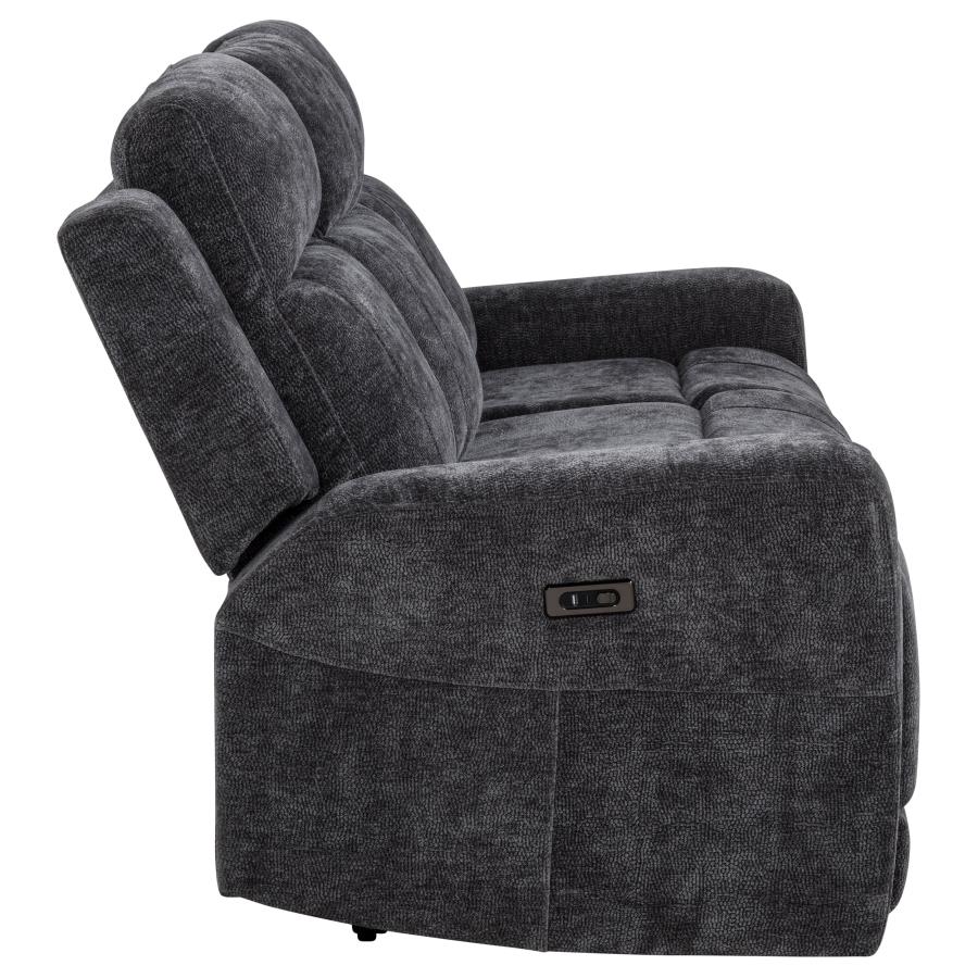 Kennett Chenille Upholstered Power Reclining Sofa Dark Grey view 7