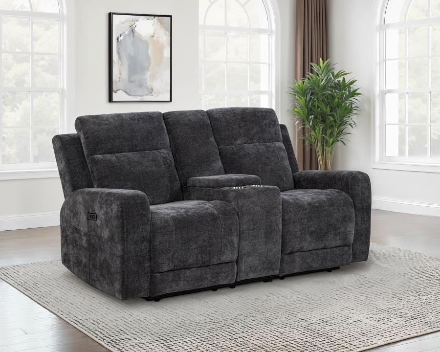 Kennett Chenille Upholstered Power Reclining Loveseat Grey view 2