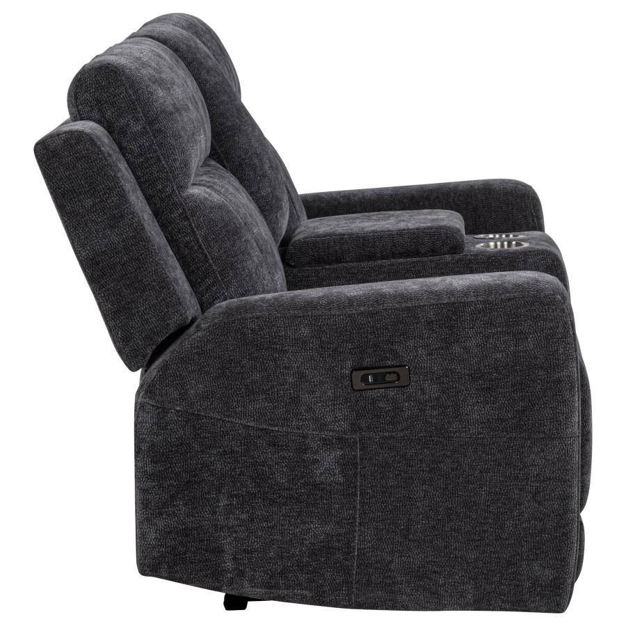 Kennett Chenille Upholstered Power Reclining Loveseat Grey view 7