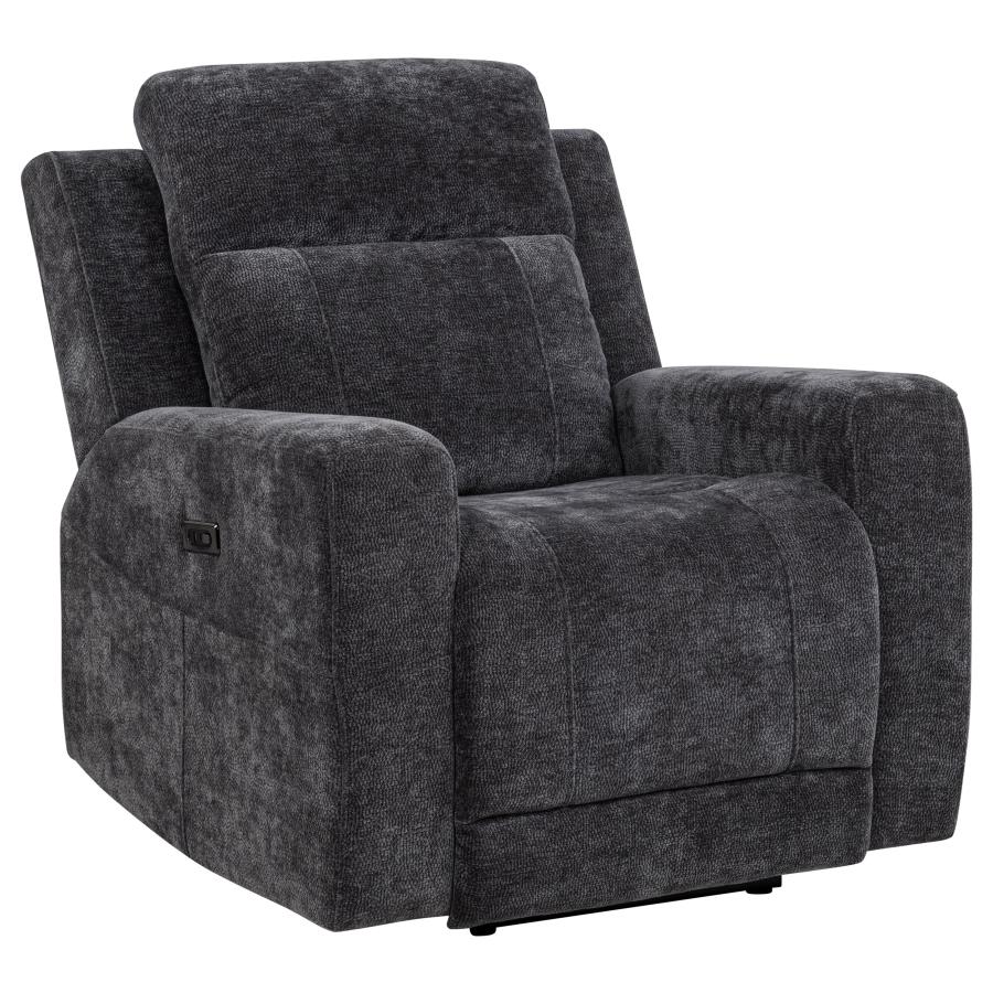 Kennett Chenille Upholstered Power Recliner Chair Dark Grey view 4