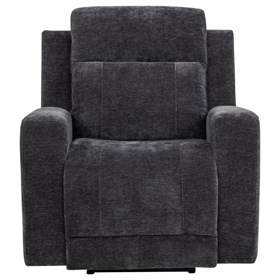 Kennett Chenille Upholstered Power Recliner Chair Dark Grey view 5