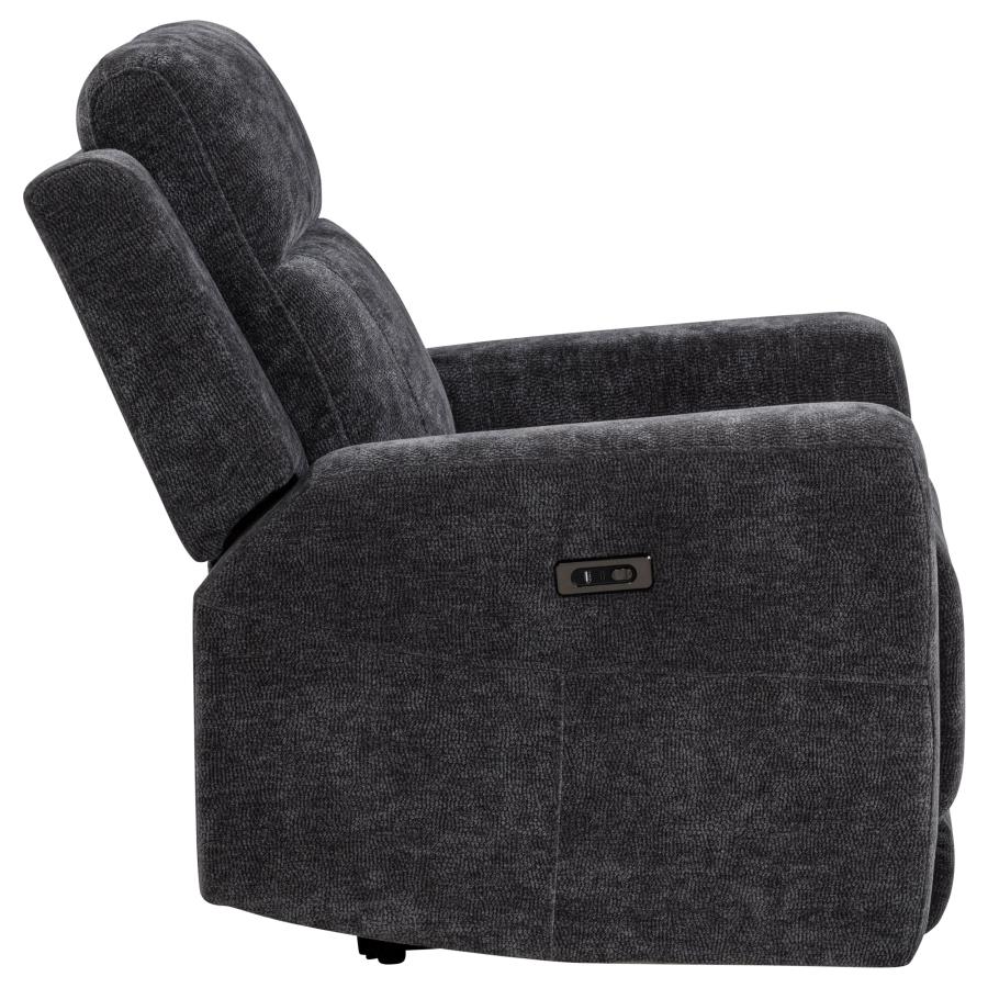 Kennett Chenille Upholstered Power Recliner Chair Dark Grey view 7