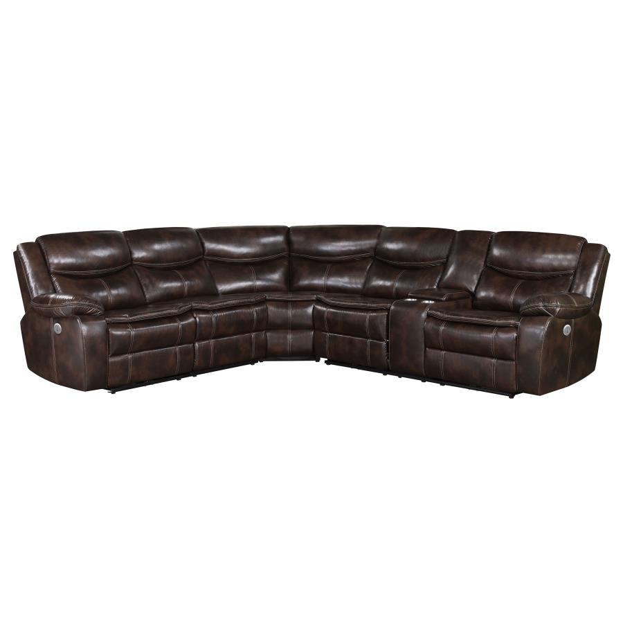 Sycamore Upholstered Power Reclining Sectional Sofa Brown view 4