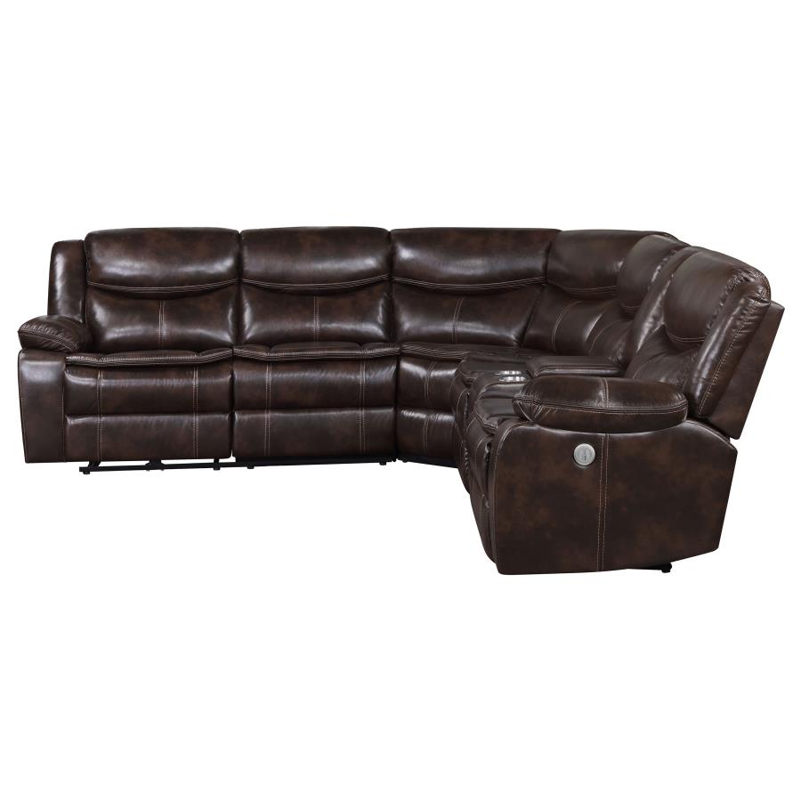 Sycamore Upholstered Power Reclining Sectional Sofa Brown view 5