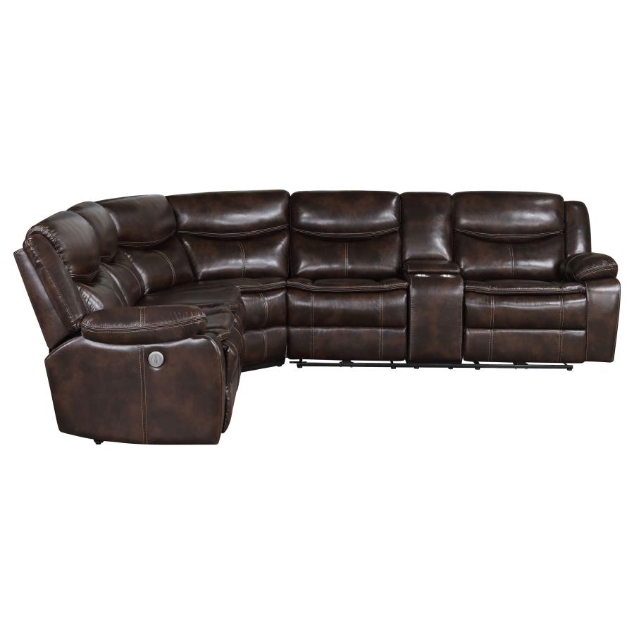 Sycamore Upholstered Power Reclining Sectional Sofa Brown view 7