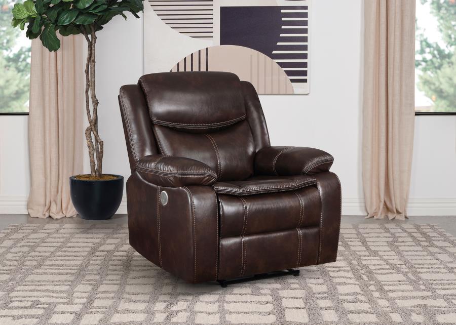 Sycamore Upholstered Power Recliner Chair Dark Brown view 2